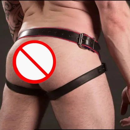 2024 Sexy Lingerie Mens Jockstrap Exotic pants Leather Harness Sexy Lingerie BDSM Bondage Fetish Gays Hombre Stage Nighclubwear