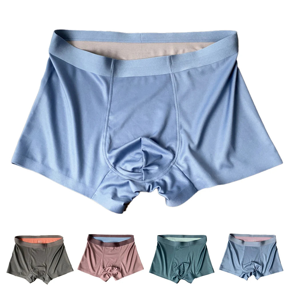 Modal Men Underwear Silky Breathable Fat Underpant Shorts Plus Size Elastic Male Panties Teenage Breathable U Convex Pouch