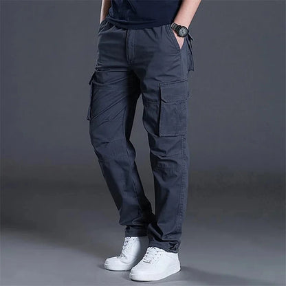 Solind Cotton Multi Flap Pockets Men's Straight Leg Cargo Pants Loose Casual Outdoor Pants Men's Work Pants For Hiking Tactical