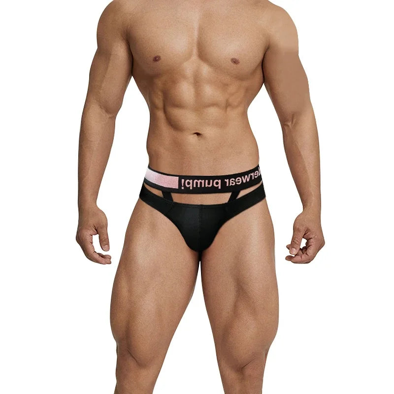 CMENIN Modal Men's Panties Sexy Double Stripe Cutout Briefs Male Gay Bikini Jockstrap Underpants Sissy Man Slip Underwear Briefs