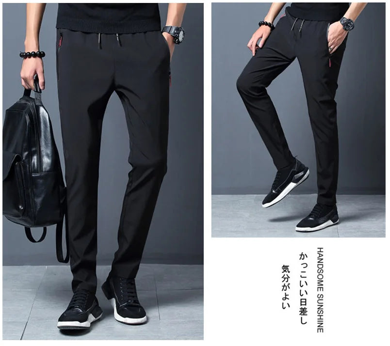 2024 Men's Running Pants Quick-Dry Thin Casual Trousers Sport Pants with Zipper Pockets Sportswear Running Jogging Sportpants