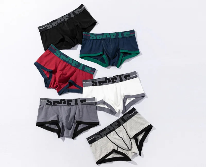 Fashion Men's Underwear Cotton Low Waist Boxer Briefs Korean Style Youth Shorts