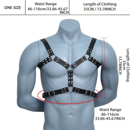 Fetish Gay Leather Chest Harness Men Harness Adjustable Sexual Body Bondage Cage Harness Belts Rave Gay Clothing for Adult Sex