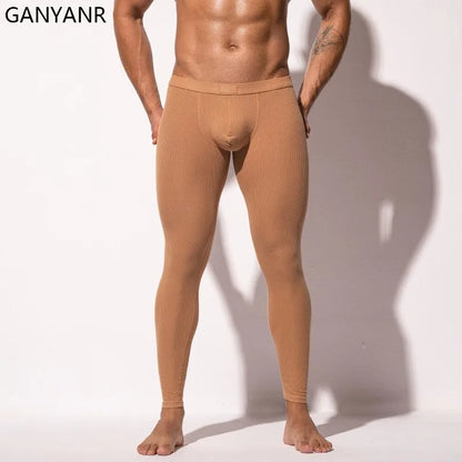 GANYANR Running Tights Men Fitness Training Track Suit Compression With Pockets winter Legging Cargo pants Sports gym 2in1 sport