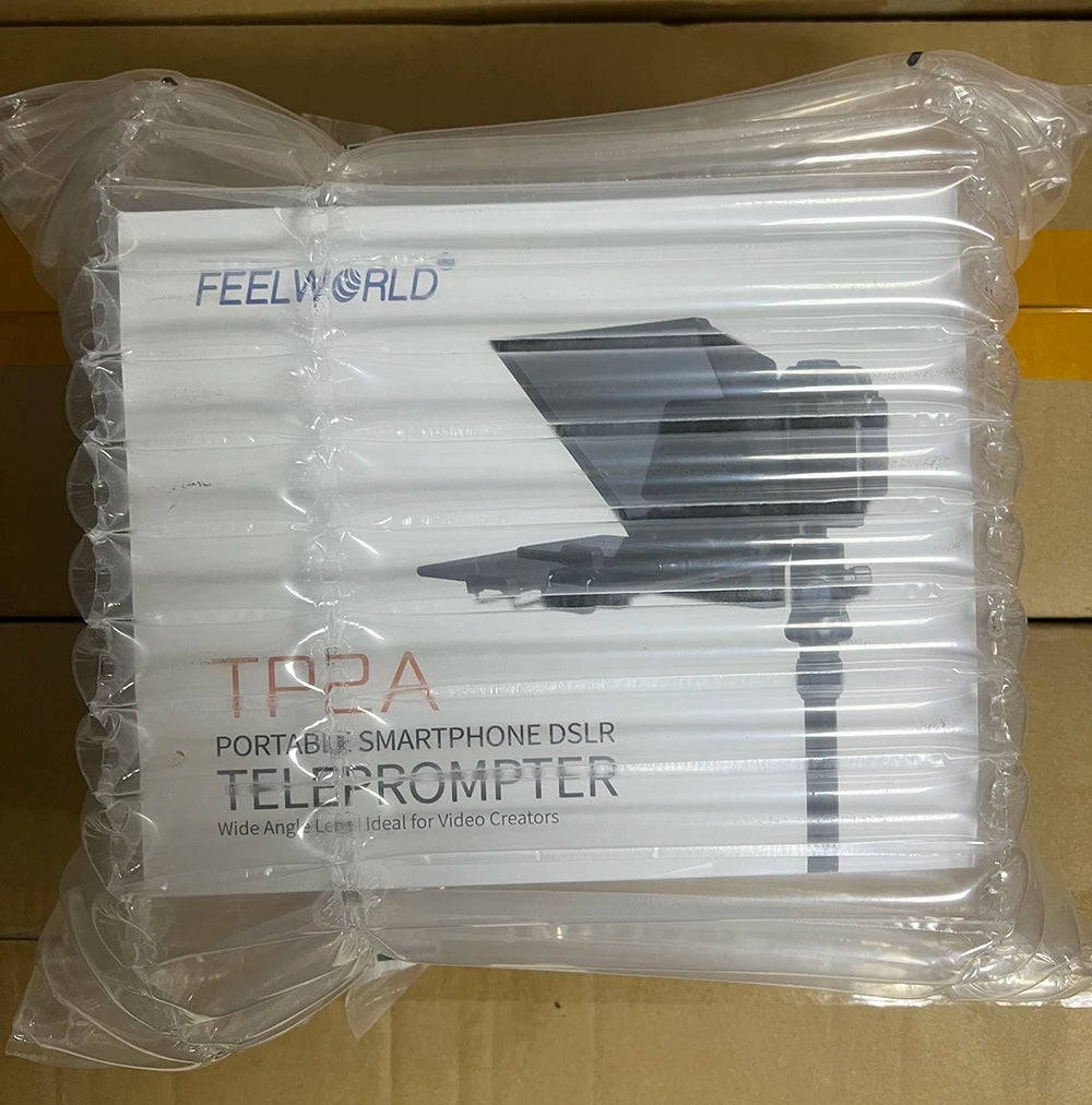 FEELWORLD TP2 Portable 8-inch Teleprompter Supports up to 8&quot; Smartphone/DSLR Shooting with Bluetooth Control Lens Adapter Rings