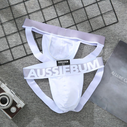 New mens low-waisted panties, pure cotton, seamless hip-lifting U-convex sexy thong AUSSIEBUM