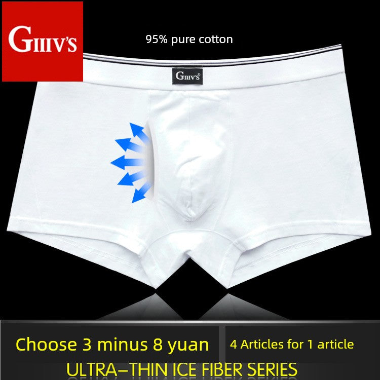 Men's Korean-Style Youth plus Size White Boxer Briefs