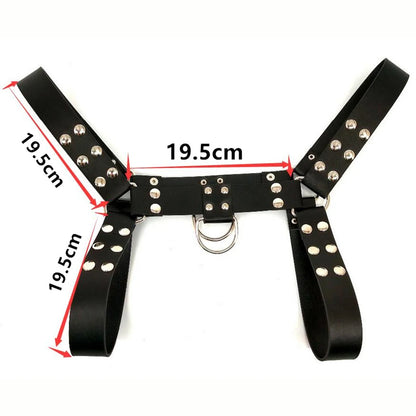 Men Harness Chest Belt Sexy Collar Leather Lingerie Sexual Gay Clothing BDSM Fetish Adjustable Strap Body Shoulder for Adult Sex