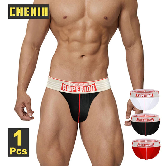 CMENIN 3pcs Cotton Mens Underwear Briefs High Cut Sexy Wide Waistband Men's Jockstrap Briefs Man Bikini Sissy Panties Underpants