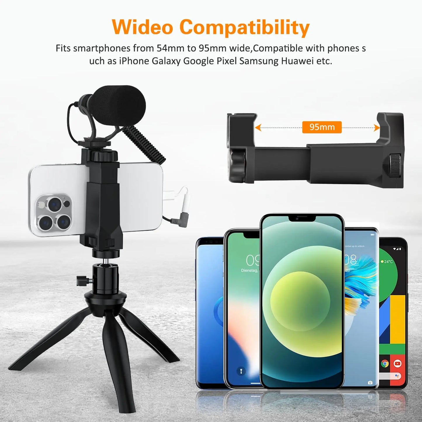 Comica CVM-VM10-K2 Smartphone Microphone Kit with Tripod, Shotgun Mic for iPhone and Android, Video Recording Equipment for Vlog