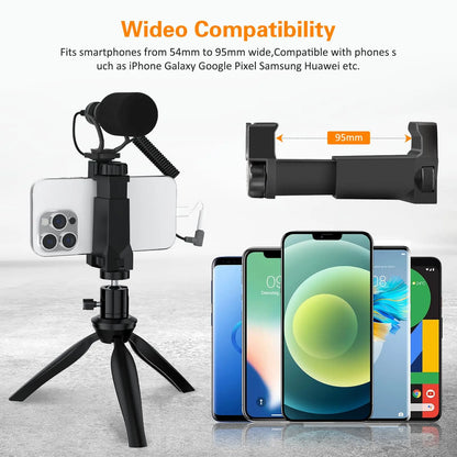 Comica CVM-VM10-K2 Smartphone Microphone Kit with Tripod, Shotgun Mic for iPhone and Android, Video Recording Equipment for Vlog