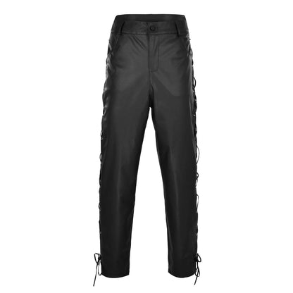 Men'S Solid Color Sports Pants American Retro Lace Up Casual Punk Pants Men'S Sports Pants Elastic Waist Pants Gym Pants