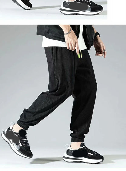 Summer Invisible Zipper Open Crotch Ice Silk Jogger Pants Thin Harem Male Oversized Sportswear Trousers