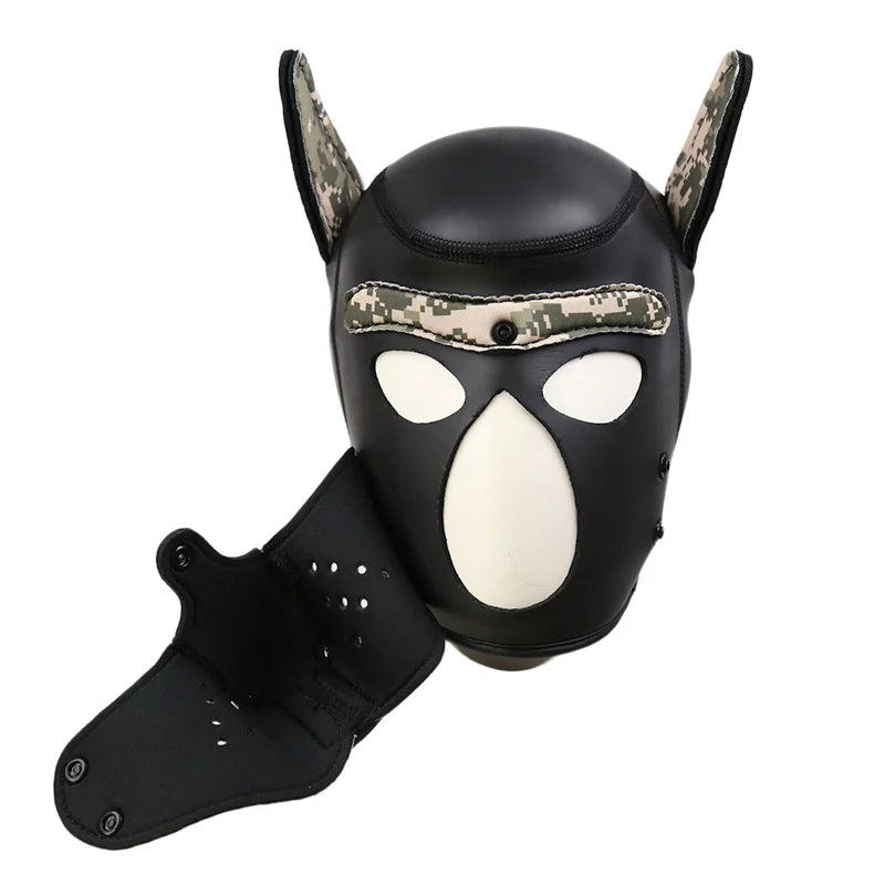 New Puppy Cosplay Costumes Party Pu Leather Rubber Mask Full Head Hood Masks for Dog Roleplay Funny Sexy Unisex Full Top Cover