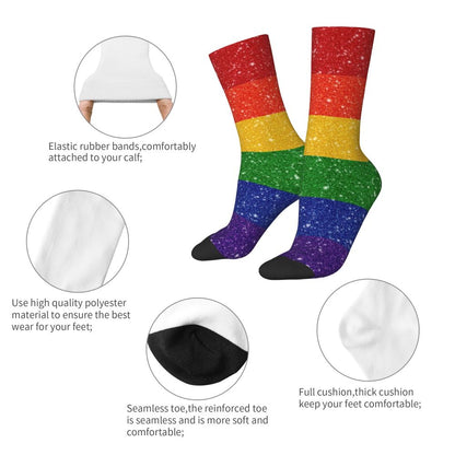 Gay Bear Paw Flag GLBT Mens Crew Socks Unisex Fun LGBT Lesbian Spring Summer Autumn Winter Dress Socks