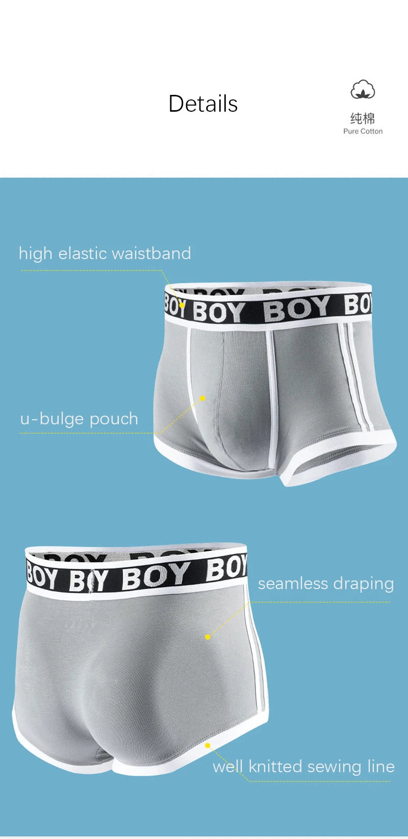 Fashion Men's Panties Underpants Cotton Soft Male Comfortable Breathable Boxer Shorts Youth U Bulge Pouch Sexy Underwear Cuecas