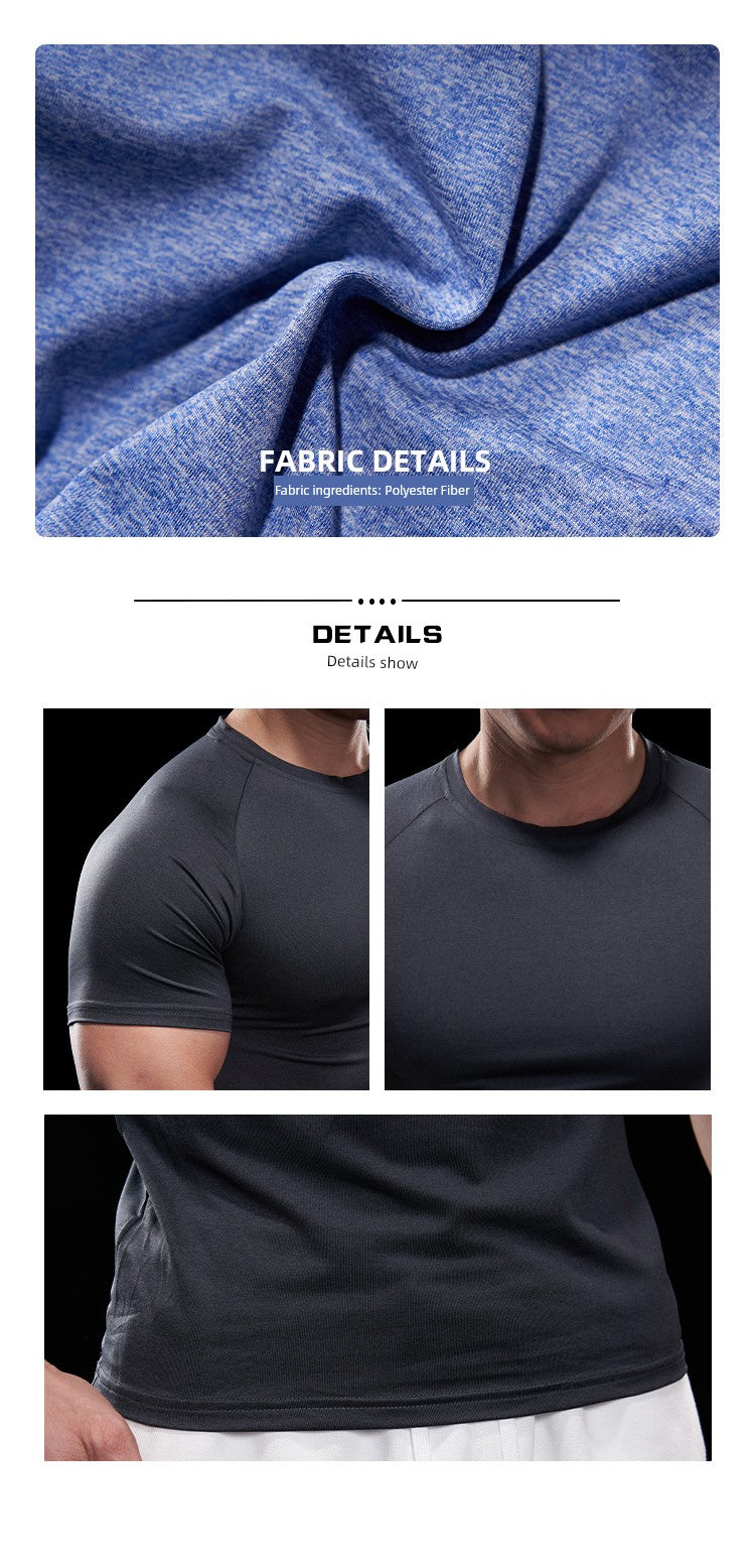 Domineering Muscle Spring and Summer Men Solid Color round Neck Short Sleeves