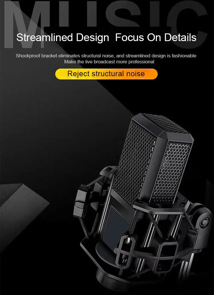 Professional Podcast Music Studio Recording Karaoke Condenser Microphone Game Live Broadcast KTV Sound Audio Card Kit for Stream