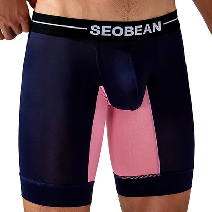 New Brand SEOBEAN Mens Low Rise  Nylon Sexy Boxer Trunk Underwear 240201