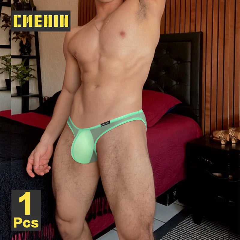 CMENIN Sexy Underwear for Men Transparent Mesh Slip Bikini Men's Panties Large Pouch U Raised Ultra-thin Sissy Underpants Briefs