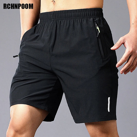 Summer Sports Shorts Men Sweatshorts Quick Dry Running Gym Beach Jogging Bottoms Men Fitness Training Pocket Zipper Shorts Pants