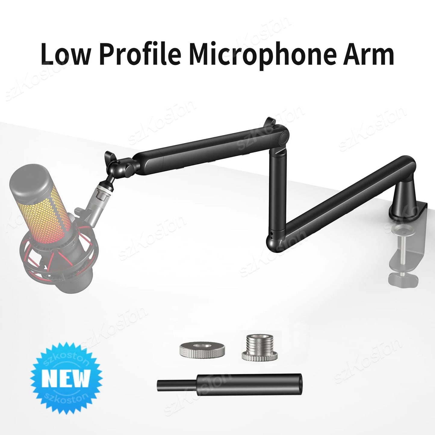 Adjustable Microphone Stand Metal Holder Low Profile Mic Arm with Cable Management Microphone Boom Arm for SM7B MV7 AM8 K688