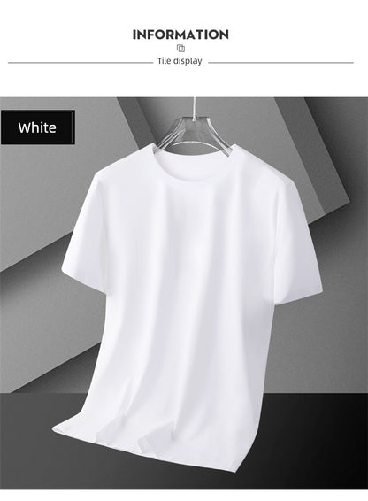 Leak-Picking Pure White Ice Silk Thin Quick-Drying Bottoming Short Sleeve