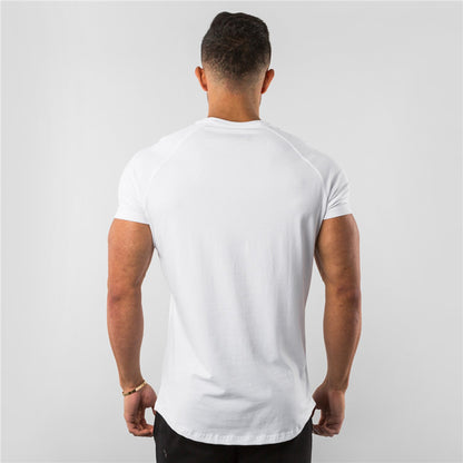 New Fashion Plain Tops Tees Fitness Mens T Shirt Short Sleeve Muscle Joggers Bodybuilding Tshirt Male Gym Clothes Slim Fit Shirt