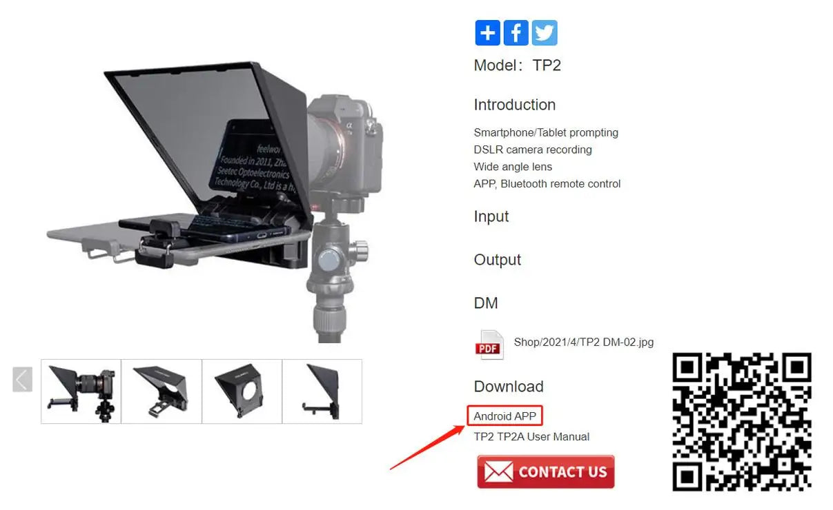 FEELWORLD Portable Teleprompter TP2 DSLR Camera with Remote Control Phone Recording Mini Inscriber Mobile Teleprompter