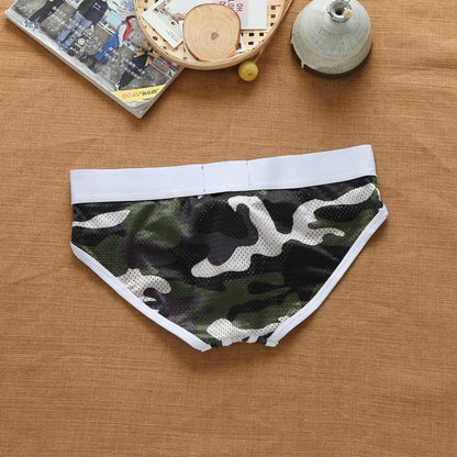 Men's nylon mesh breathable cool camouflage panties addicted youth briefs