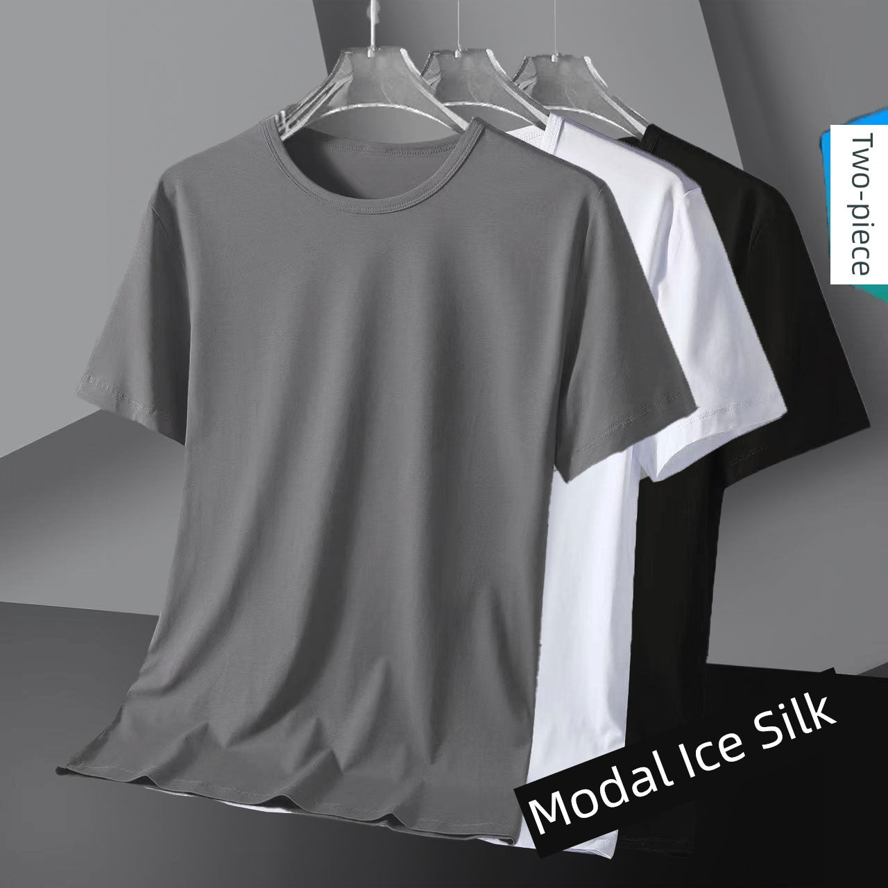 Leak-Picking Pure White Ice Silk Thin Quick-Drying Bottoming Short Sleeve