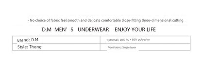 D.M Men Underwear Low Waist Sexy T-Back Convex U Convex Sexy Temptation Double Ding Pu Detachable Button Fashion