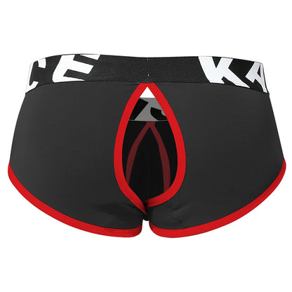 Men Underwear Open Front Back Boxers Breathable Solid Low Waist Underpants Soft and Comfortable Homme Shorts