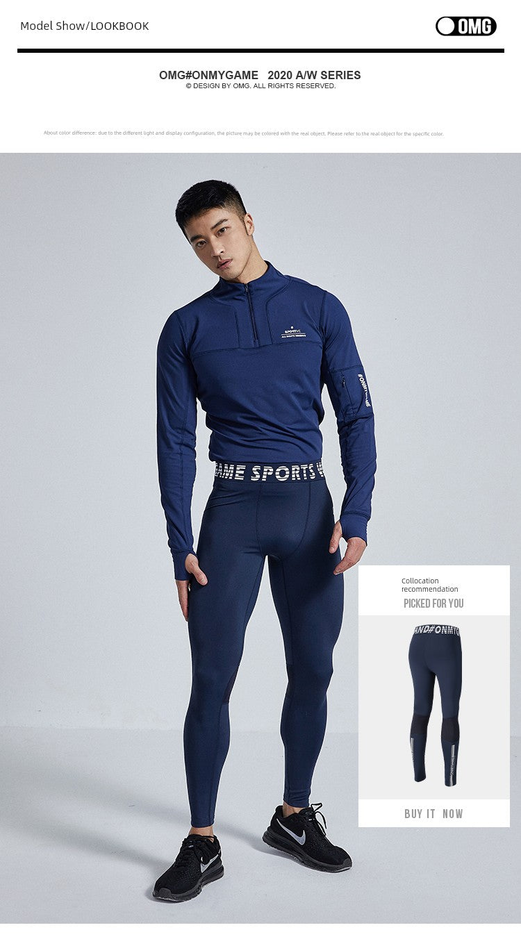 OMG Trendy Brand Long Sleeve Men's Splicing Breathable Tights