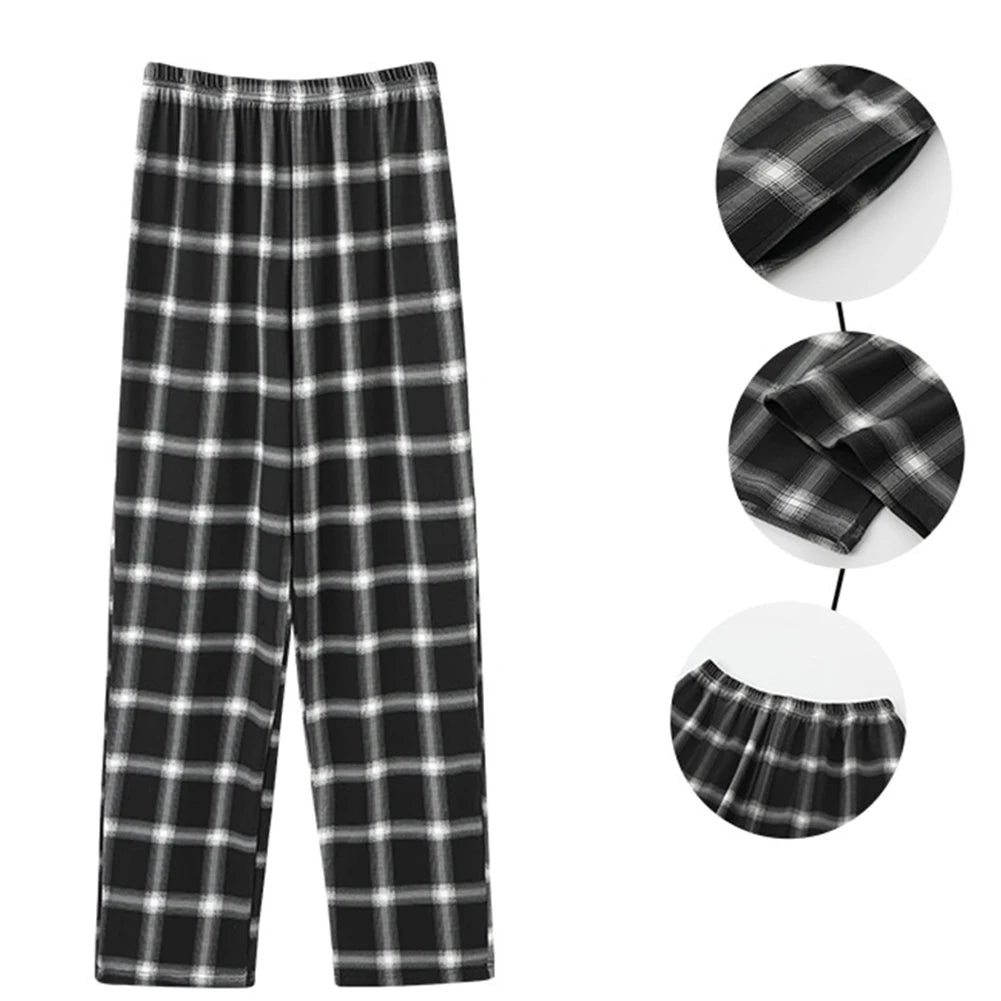 Mens Cotton Flannel Plaid Pajama Sleep Pants Lounge Bottoms Trousers Nightwear Comfort Men Winter Warm Long John