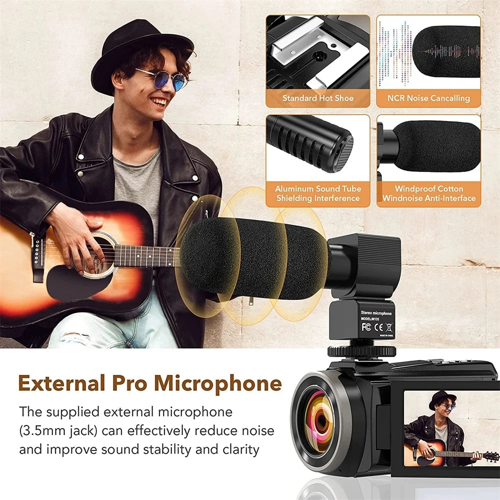 4k Digital Cameras Professional Camcorder for Vlog Video Camera WiFi 48MP Youtube Camera 18X Digital Zoom Camera Digital Webcam