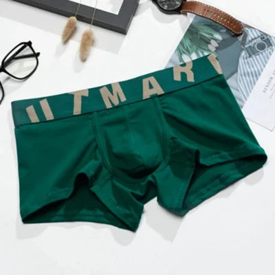 2pcs Men's Boxers Briefs Low Waist Cotton Breathable Comfort U Convex Men's Youth Boxer Brief.