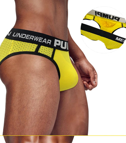 Mens Sexy Underwear Mesh Breathable Bikini Jockstraps Briefs Gay Sissy Panties Underpants Under Wear Calzoncillos Hombre