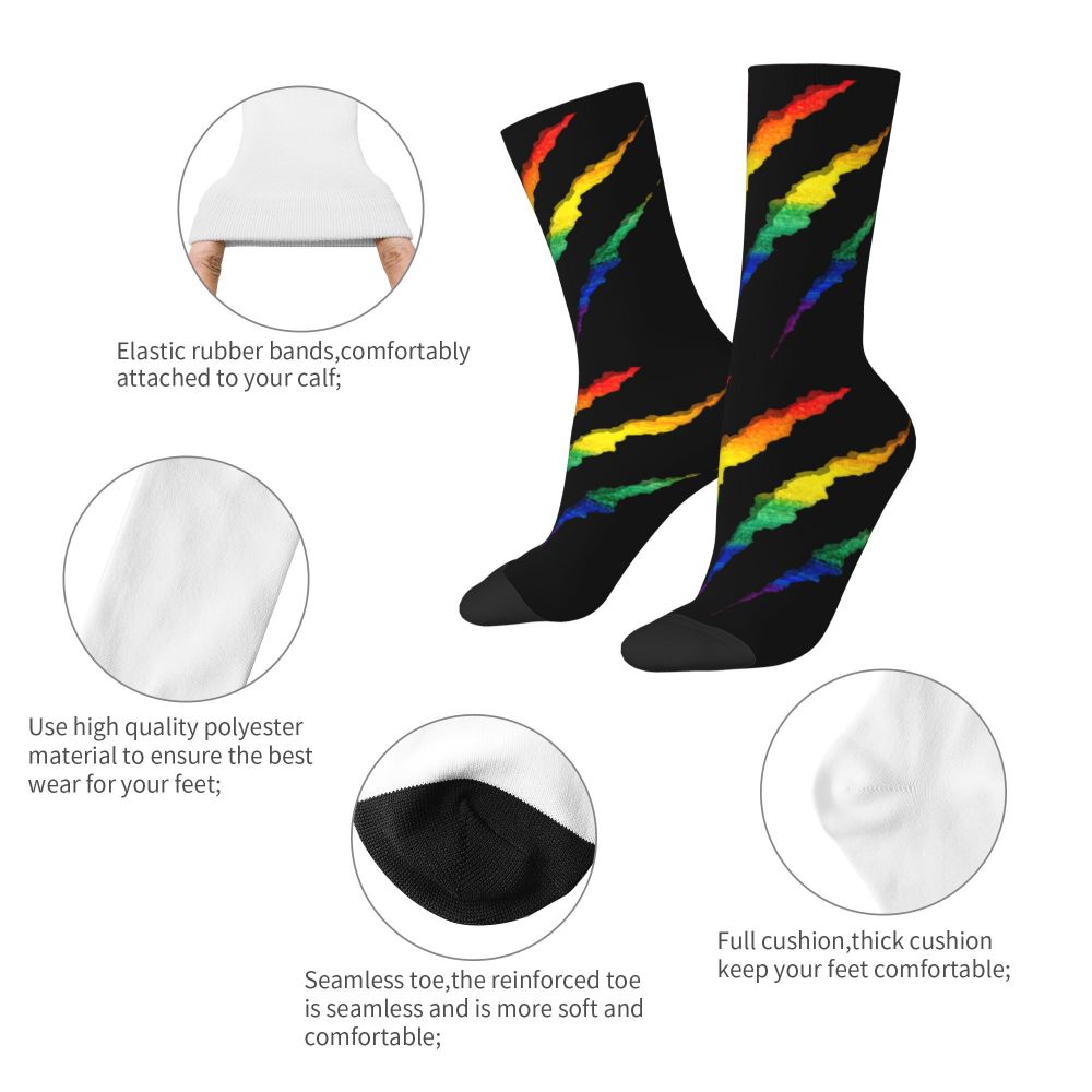 Gay Bear Paw Flag GLBT Mens Crew Socks Unisex Fun LGBT Lesbian Spring Summer Autumn Winter Dress Socks