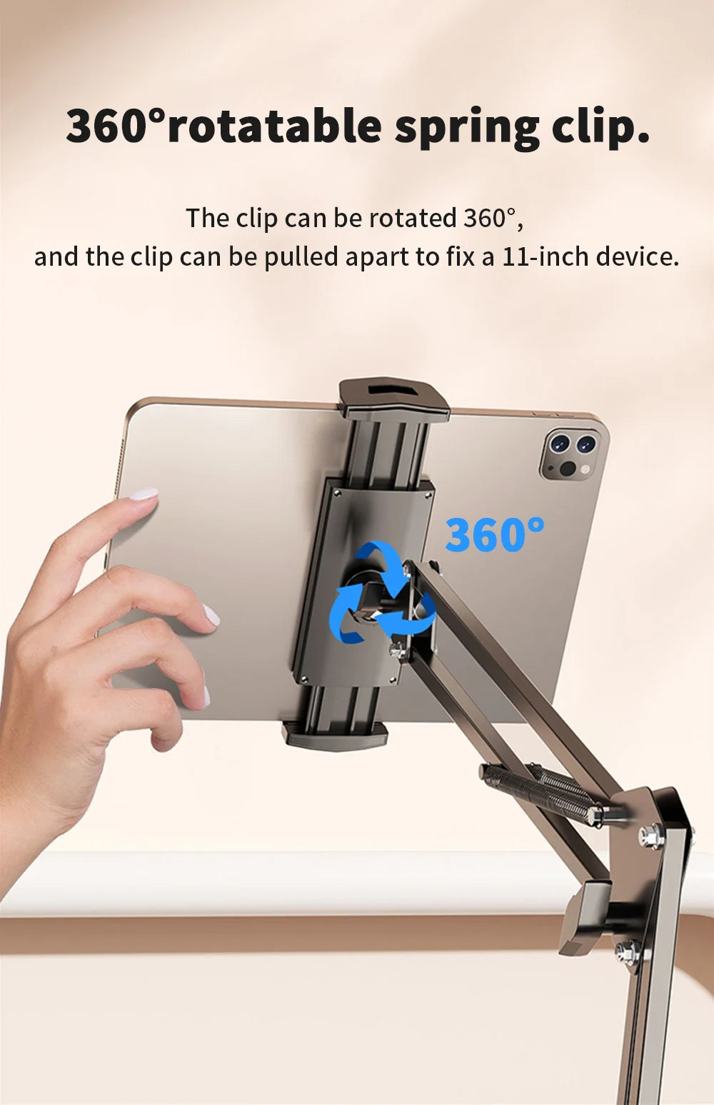 Universal Tablet Stand Clip Lazy Bracket Flexible Articulating Aluminum Arm Phone Mount Tablet Holder For All 4-11 Inch Device