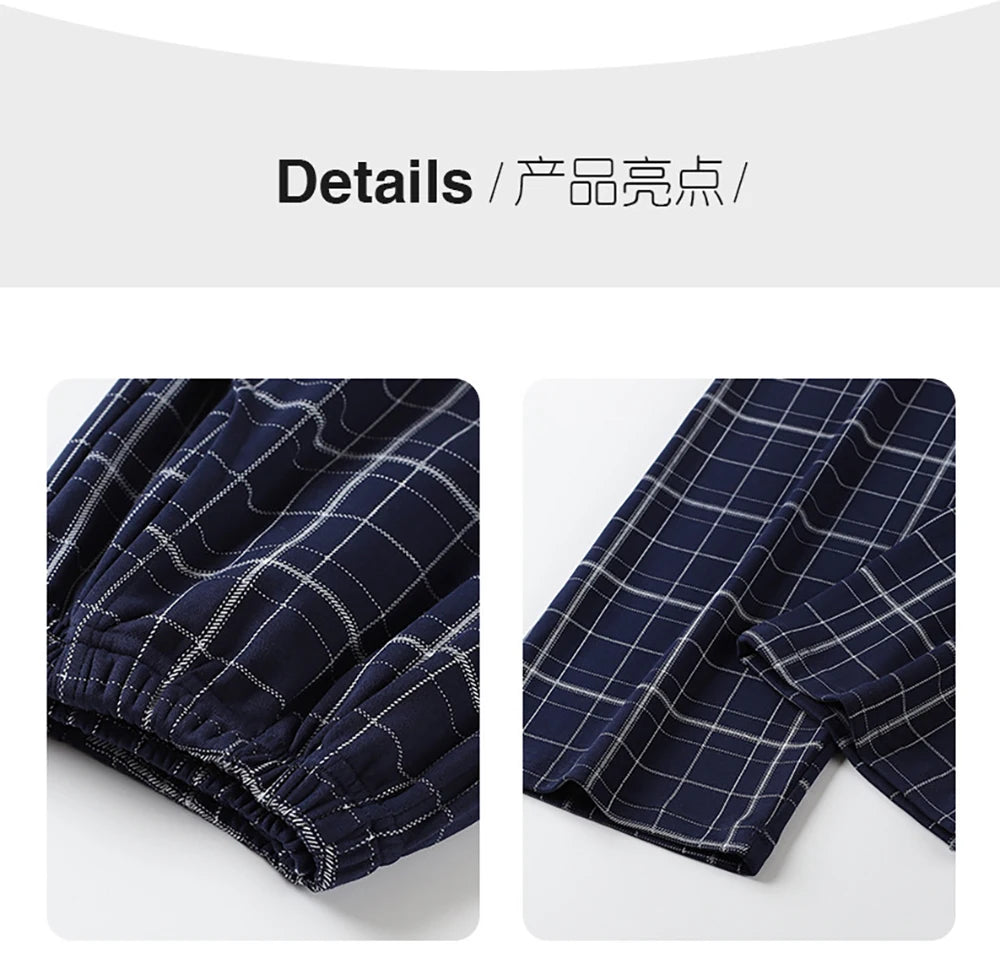 Casual Plaid Pants 4XL Sleepwear Men's Pajama Pants Spring Summer Cotton Trousers for Men Pajamas Male Comfortable Home PJ Pants