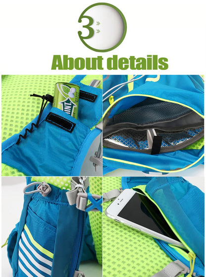 8L Running Hydration Vest Backpack Outdoor Sport Running Backpack Trail Marathon Jogging Hiking Backpack Option Water Bag Flask