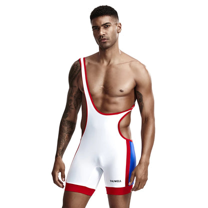 Men's Slim One Piece Bodysuit Shaper Wrestling Singlets Jumpsuits Sexy Underwear Bodywear Sports Bodybuilding Singlets Onesie