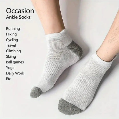 5 Pairs Men Ankle Athletic Running Socks Summer Black White Breathable Low Cut Socks No Show Cotton Soft Casual Short Socks