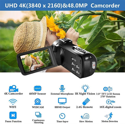 4k Digital Cameras Professional Camcorder for Vlog Video Camera WiFi 48MP Youtube Camera 18X Digital Zoom Camera Digital Webcam