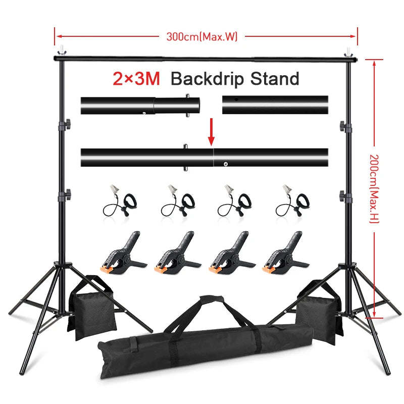 Professional Background Stand 2/2.6x3m Aluminum Alloy Studio Photo Frame Backdrop Stands Support System Photography Accessories