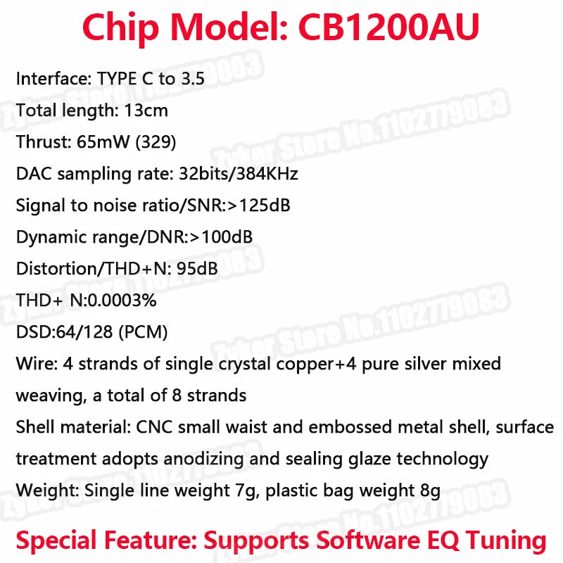 Type C to 3.5mm HiFi DAC Earphone Amplifier USB C Audio Decoder AMP Adapter CB1200AU Chip Sound Card Digital Decoder For Android