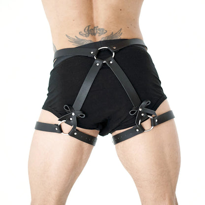 Harness for Men Pu Leather Leg Harness Suspenders Adjustable BDSM Gay Sex Bondage Harness Punk Studded Decor Thigh Garter Belt