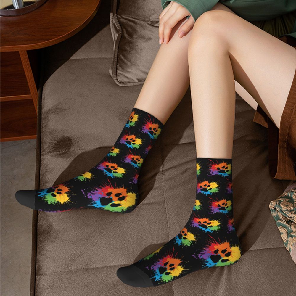 Gay Bear Paw Flag GLBT Mens Crew Socks Unisex Fun LGBT Lesbian Spring Summer Autumn Winter Dress Socks