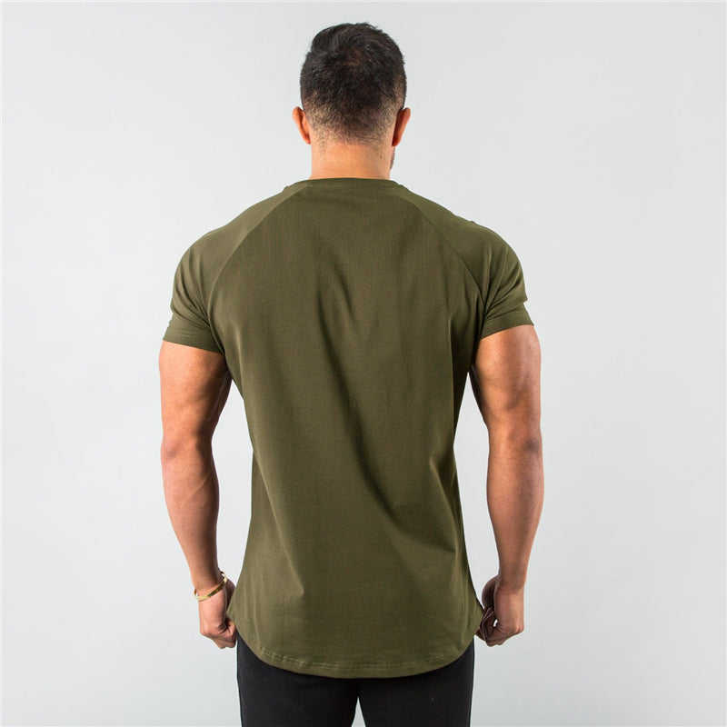 New Fashion Plain Tops Tees Fitness Mens T Shirt Short Sleeve Muscle Joggers Bodybuilding Tshirt Male Gym Clothes Slim Fit Shirt